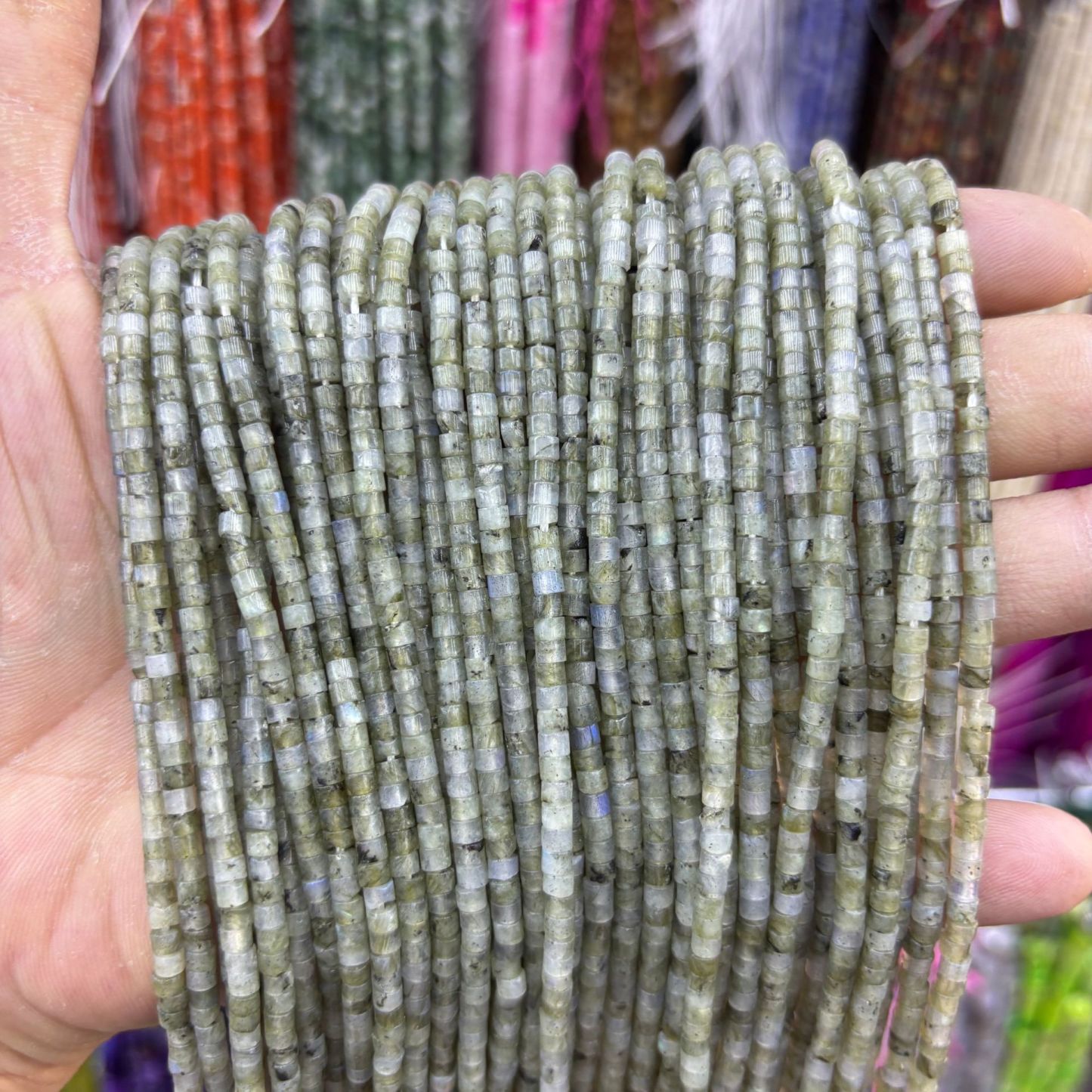 Natural Gemstone 4*4mm 2*3mm Cylinder Beads Strand