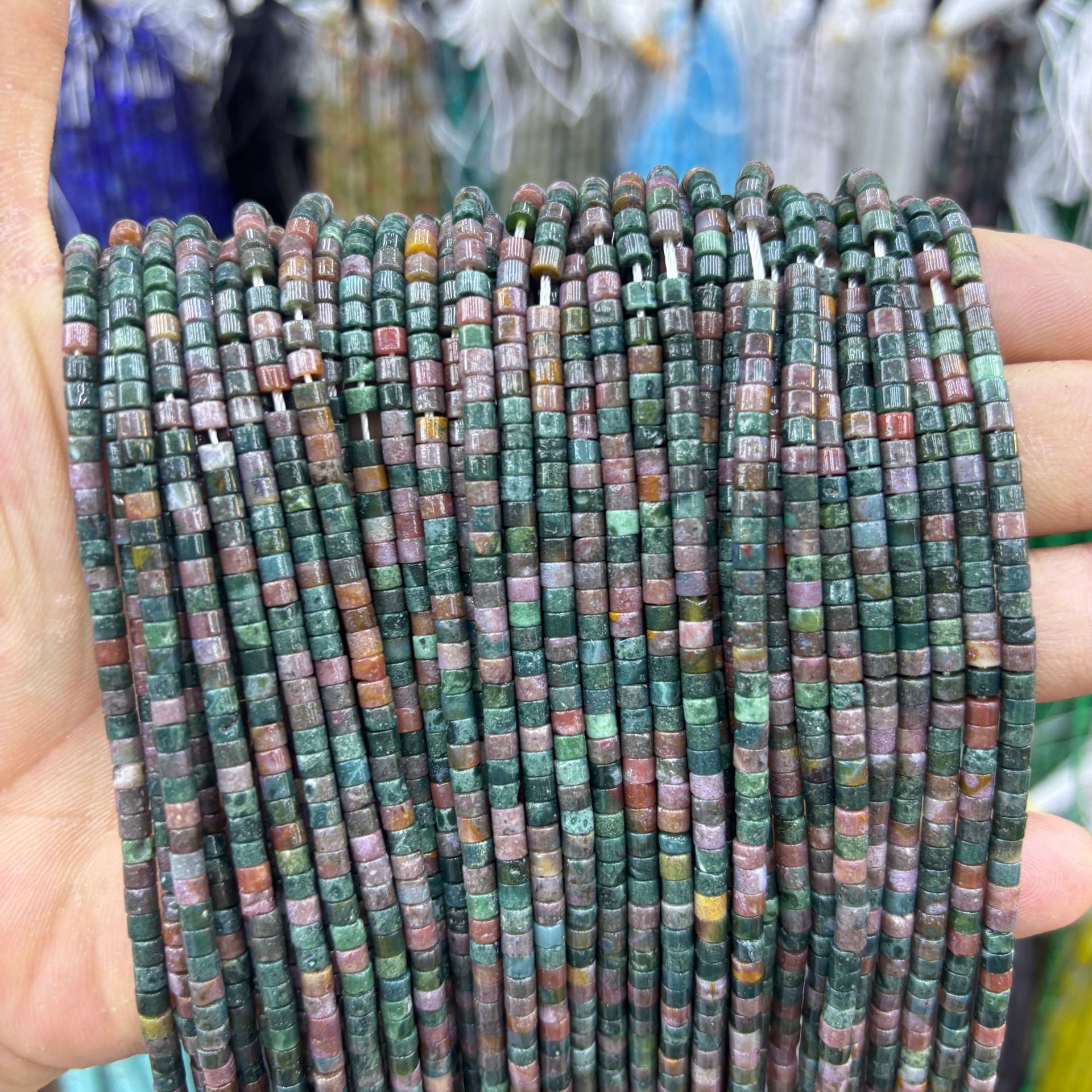 Natural Gemstone 4*4mm 2*3mm Cylinder Beads Strand