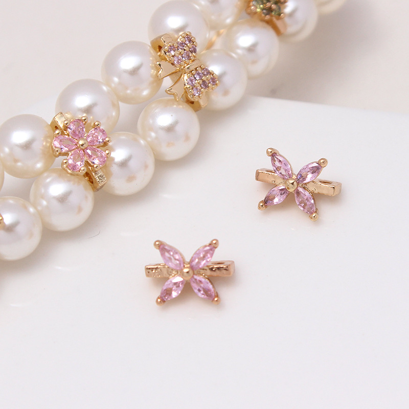 Color Zircon Inlaid Double Rows Pacer Bead Accessory for Jewelry Makin