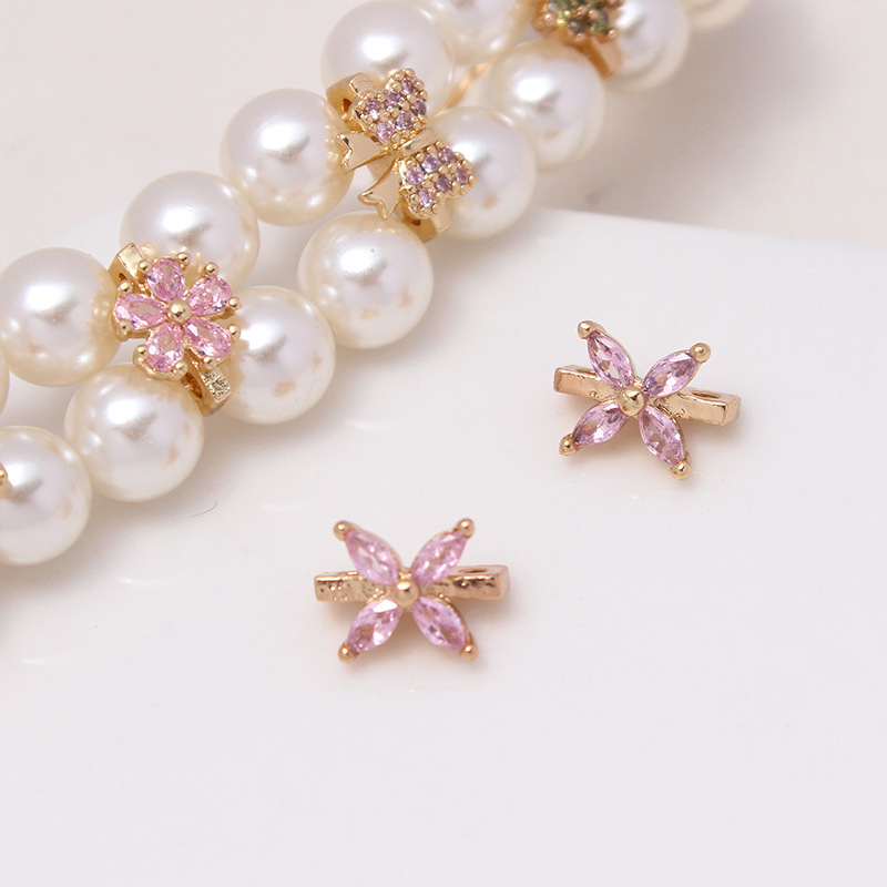 Color Zircon Inlaid Double Rows Pacer Bead Accessory for Jewelry Making