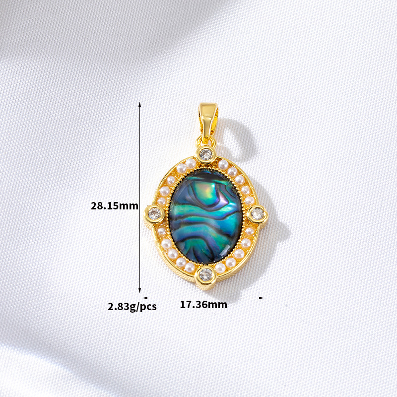 Abalone Shell Inlaid Gold Plated Pendant Jewelry Charm