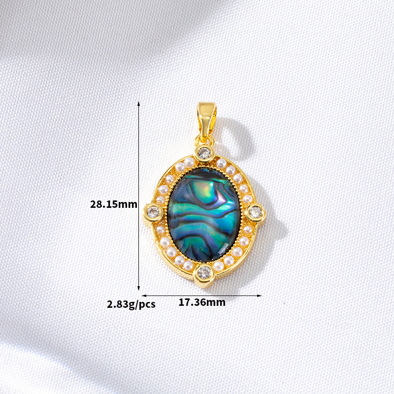 Abalone Shell Inlaid Gold Plated Pendant Jewelry Charm