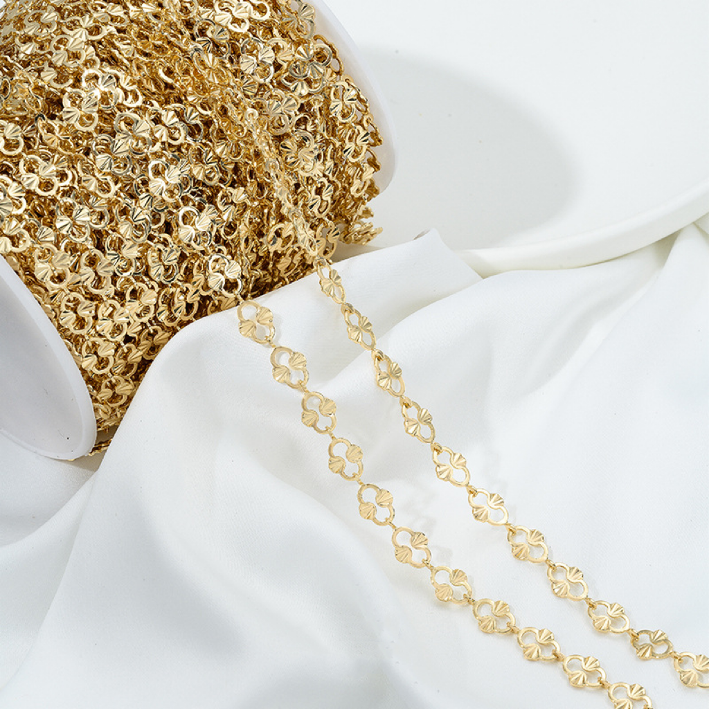 14k Gold Plated Butterfly Flower Four-Leaf Chain Accessory 50cm