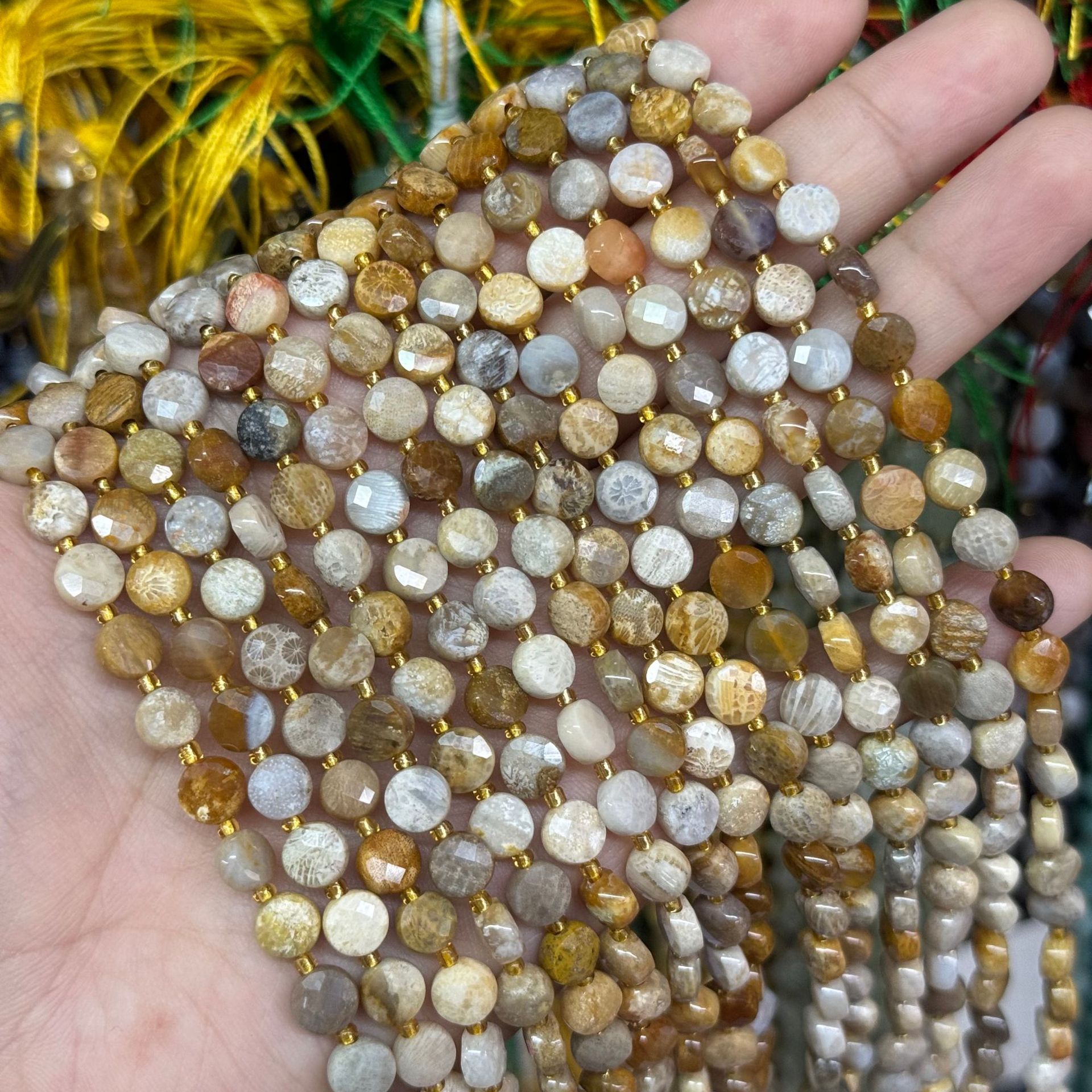 6.5*4mm Faced Pie Shaped Gemstone Beads Strand