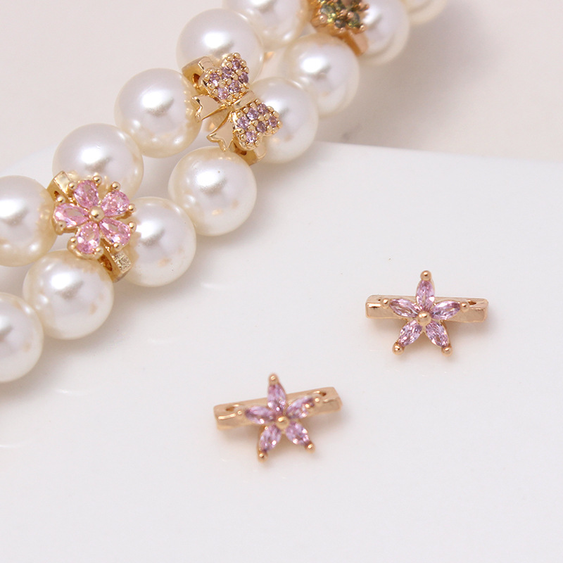 Color Zircon Inlaid Double Rows Pacer Bead Accessory for Jewelry Makin