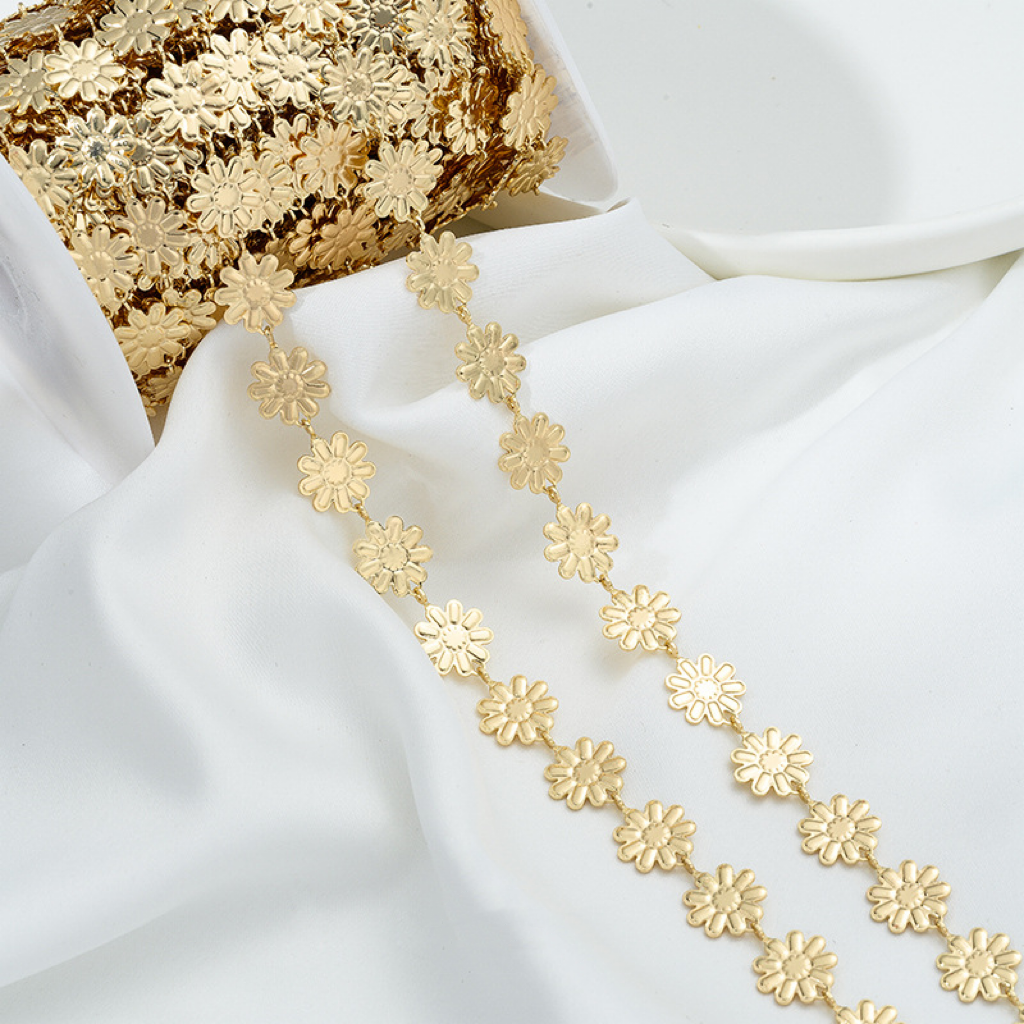 14k Gold Plated Butterfly Flower Four-Leaf Chain Accessory 50cm