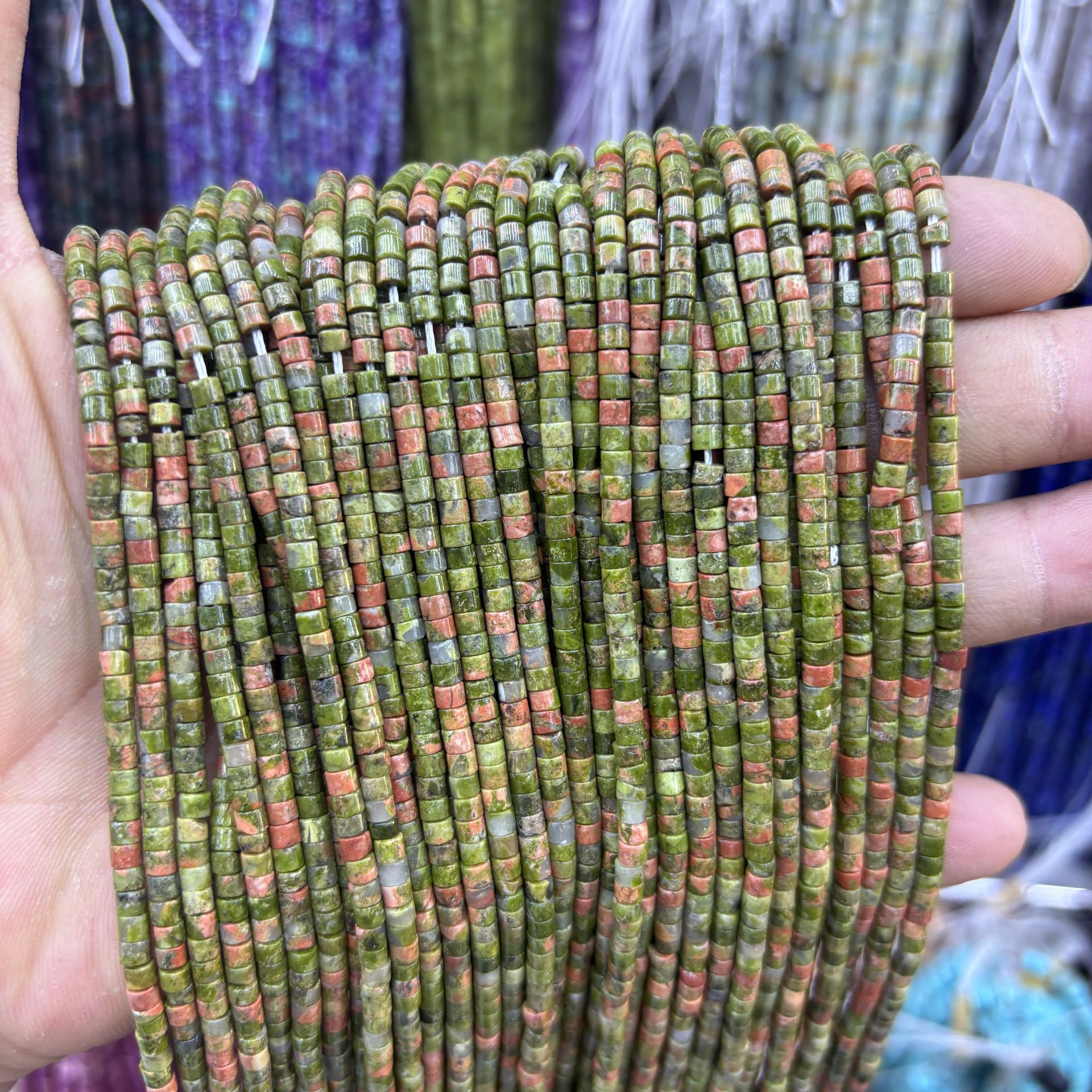 Natural Gemstone 4*4mm 2*3mm Cylinder Beads Strand