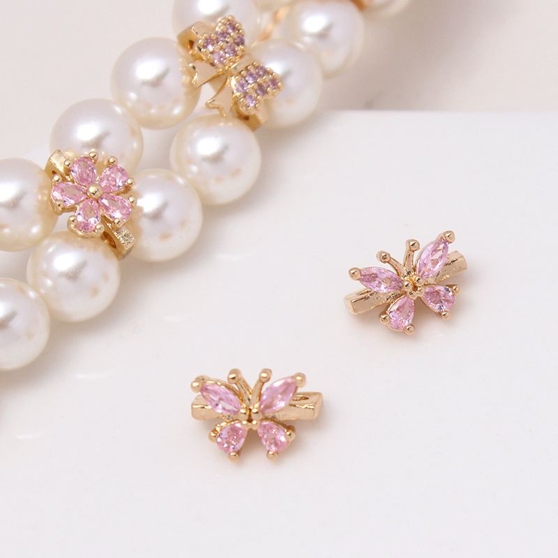 Color Zircon Inlaid Double Rows Pacer Bead Accessory for Jewelry Makin