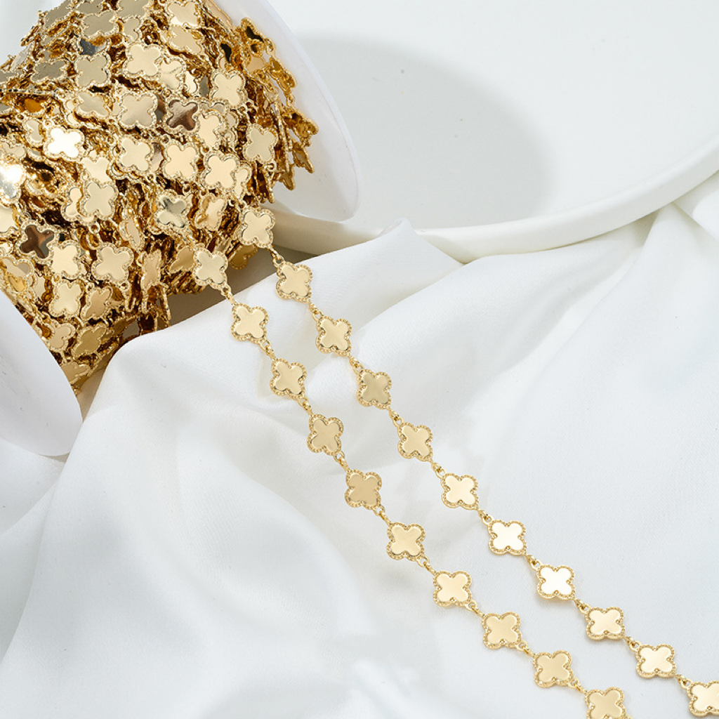 14k Gold Plated Butterfly Flower Four-Leaf Chain Accessory 50cm