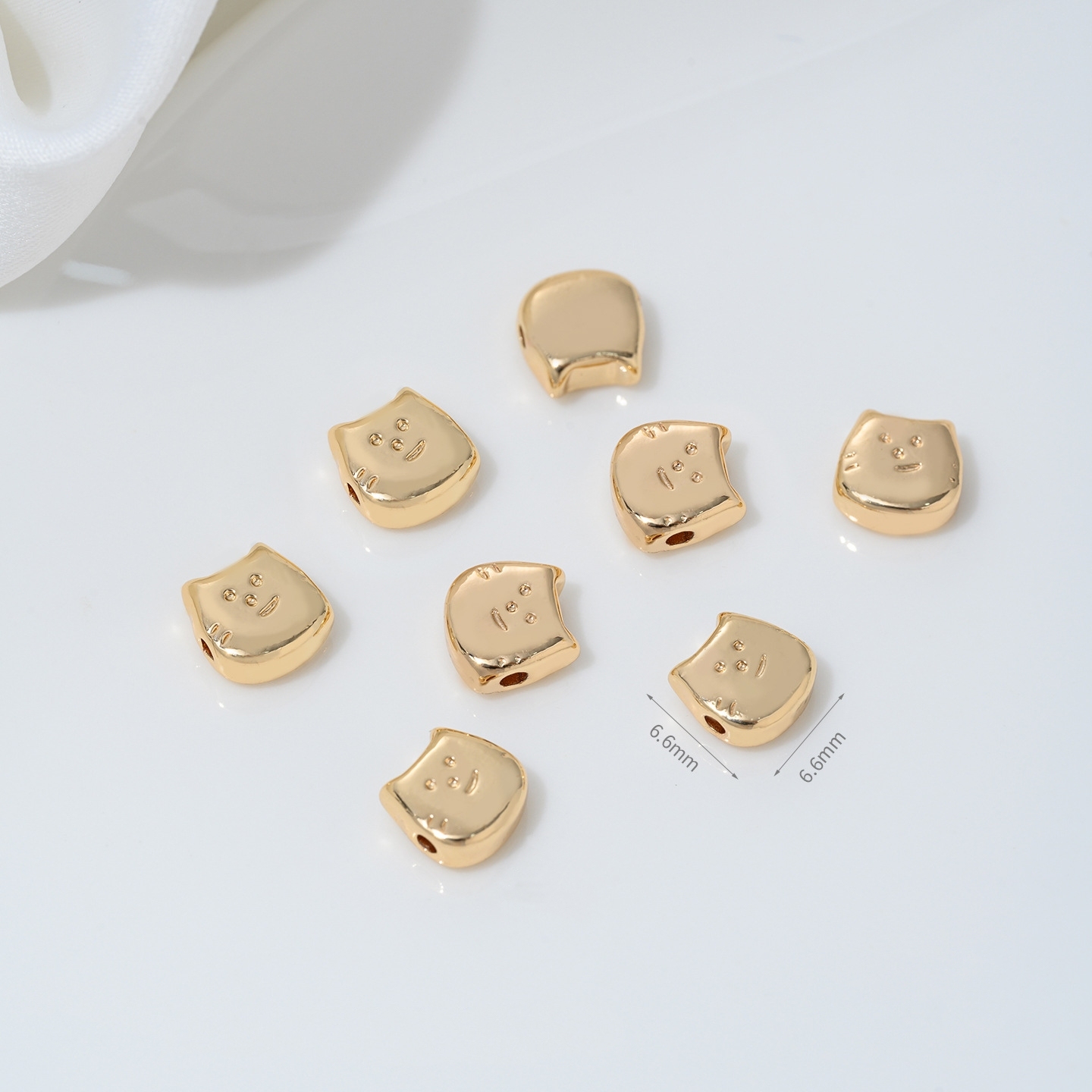 Gold Plated Cat and Fish Charms Spacer Bead Jewelry Pendant for DIY