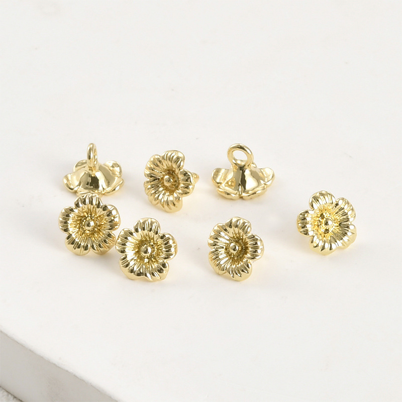 14k Gold Plated Flower Charm Jewelry Pendant Rose Charm