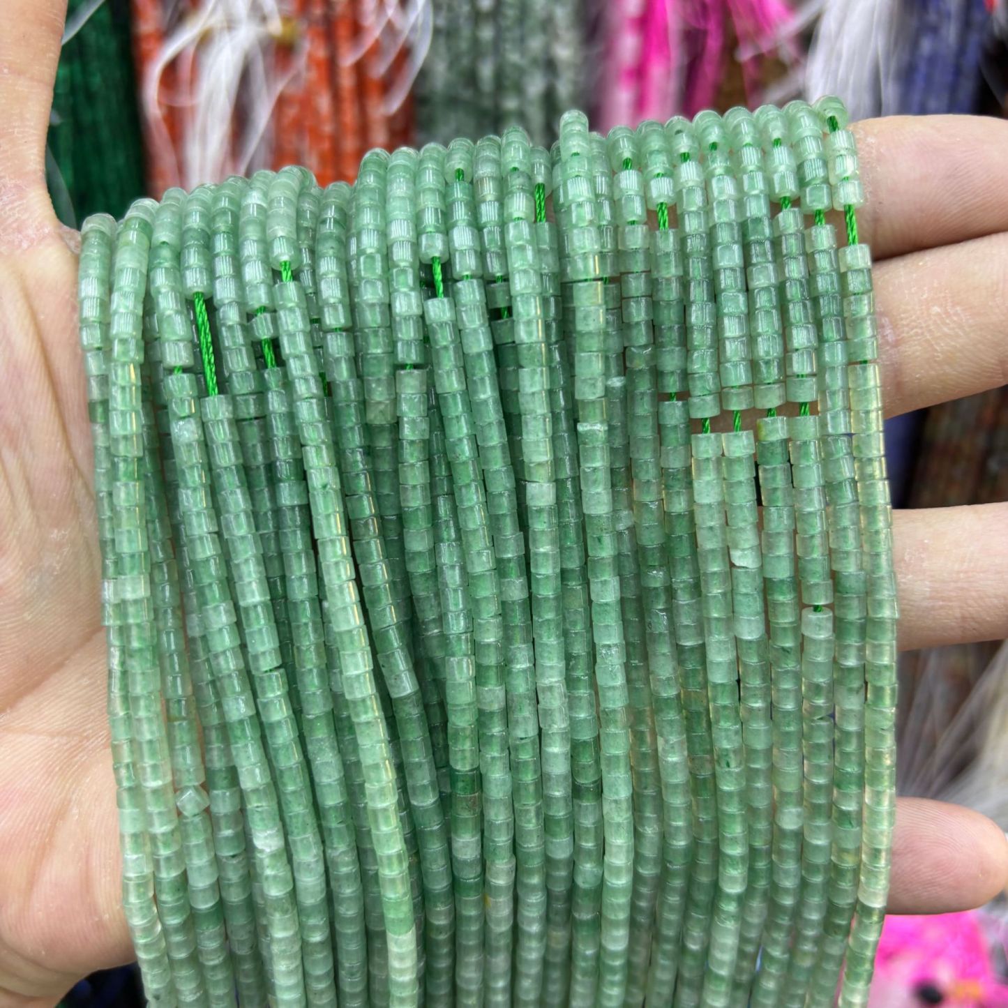 Natural Gemstone 4*4mm 2*3mm Cylinder Beads Strand