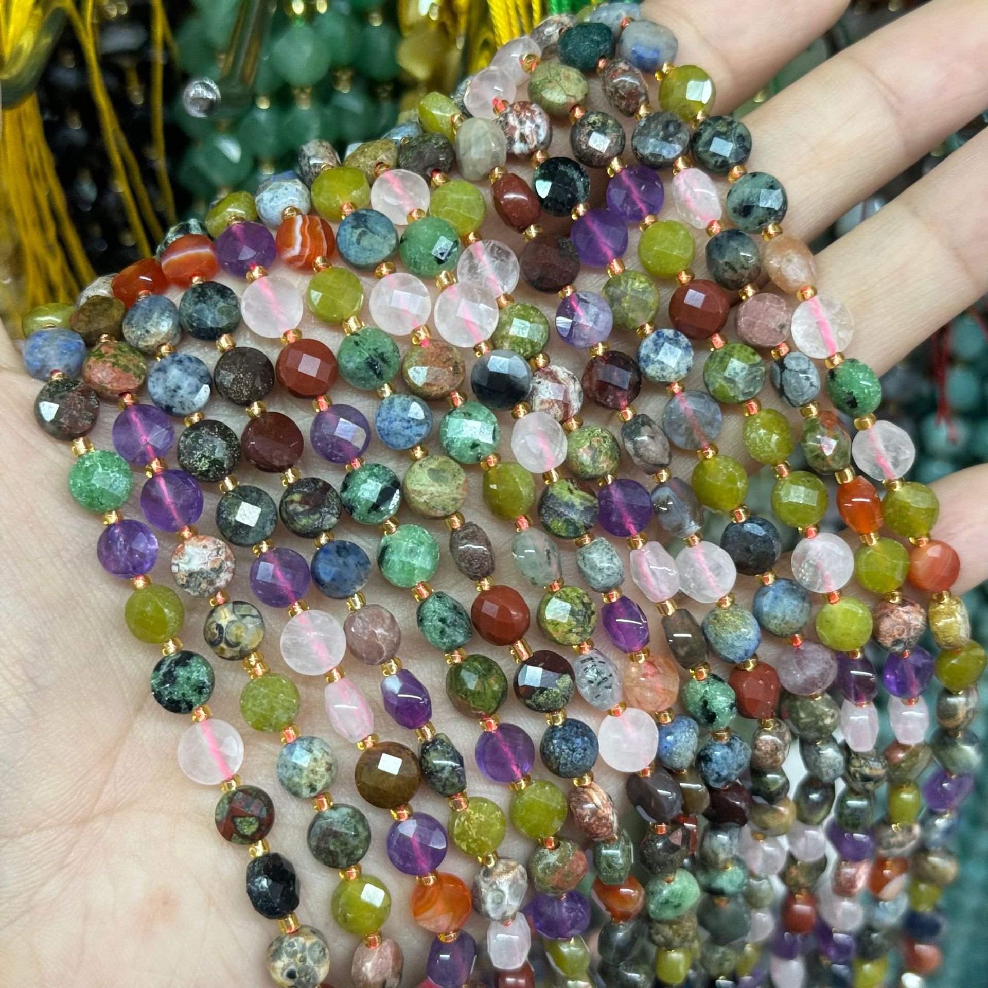 6.5*4mm Faced Pie Shaped Gemstone Beads Strand