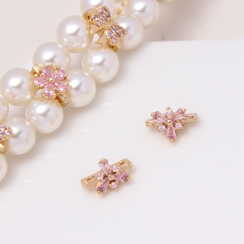 Color Zircon Inlaid Double Rows Pacer Bead Accessory for Jewelry Makin