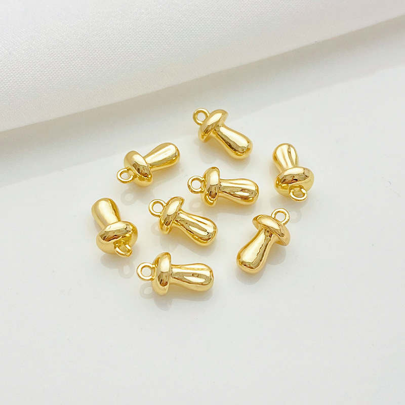 Gold Plated Cubic Zirconia Inlaid Mushroom Pendant Charms for Necklace