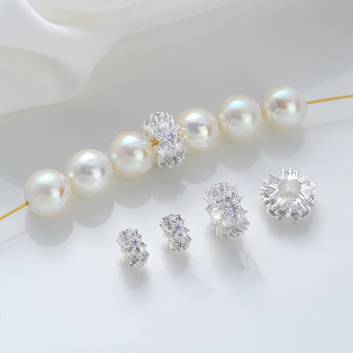 Flower Loop Zirconia Inlaid Gold Plated Cylindrical Wheel Spacer Beads Multiple Color