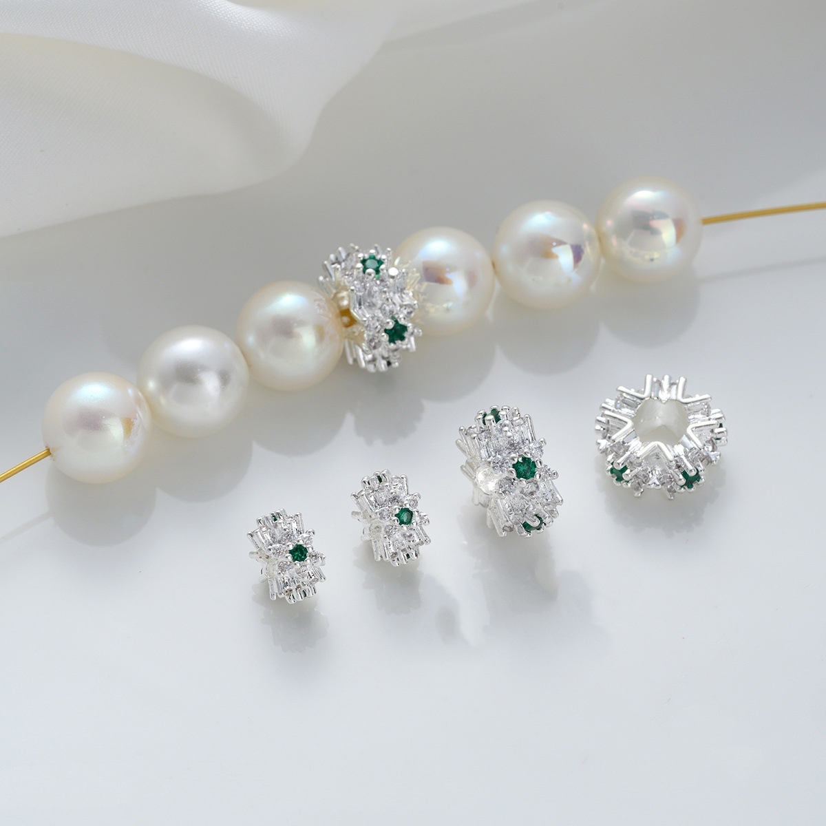 Flower Loop Zirconia Inlaid Gold Plated Cylindrical Wheel Spacer Beads Multiple Color