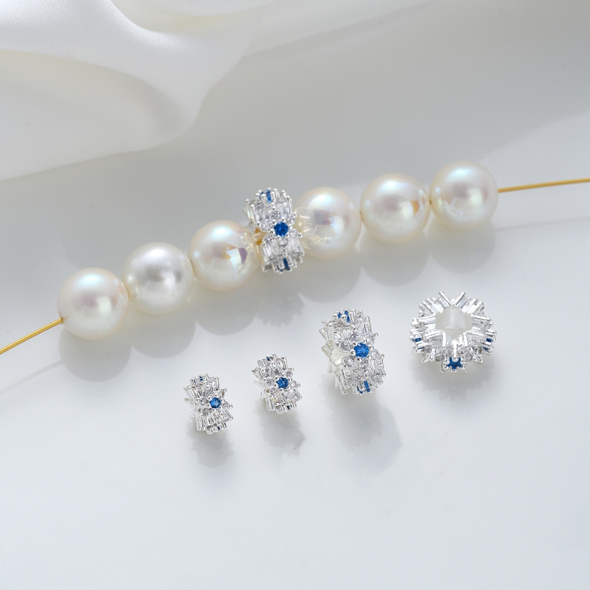 Flower Loop Zirconia Inlaid Gold Plated Cylindrical Wheel Spacer Beads Multiple Color