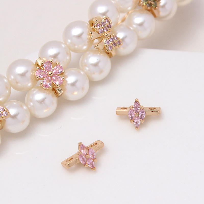 Color Zircon Inlaid Double Rows Pacer Bead Accessory for Jewelry Making