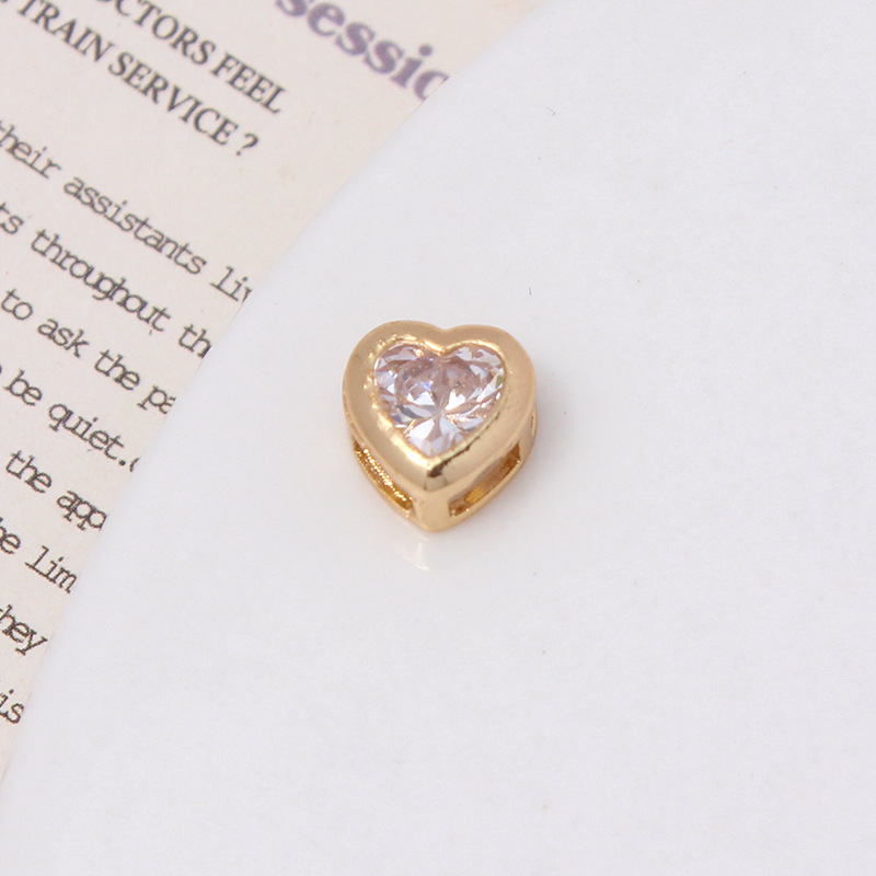 9*10mm Colored Zircon Inlaid Heart Shaped Spacer Bead