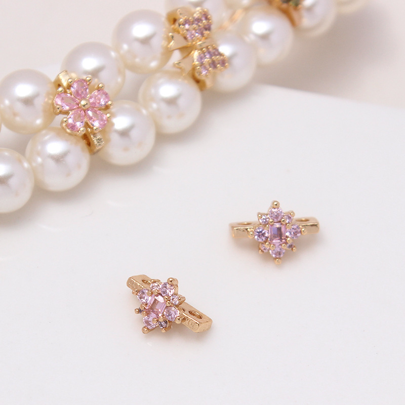 Color Zircon Inlaid Double Rows Pacer Bead Accessory for Jewelry Making