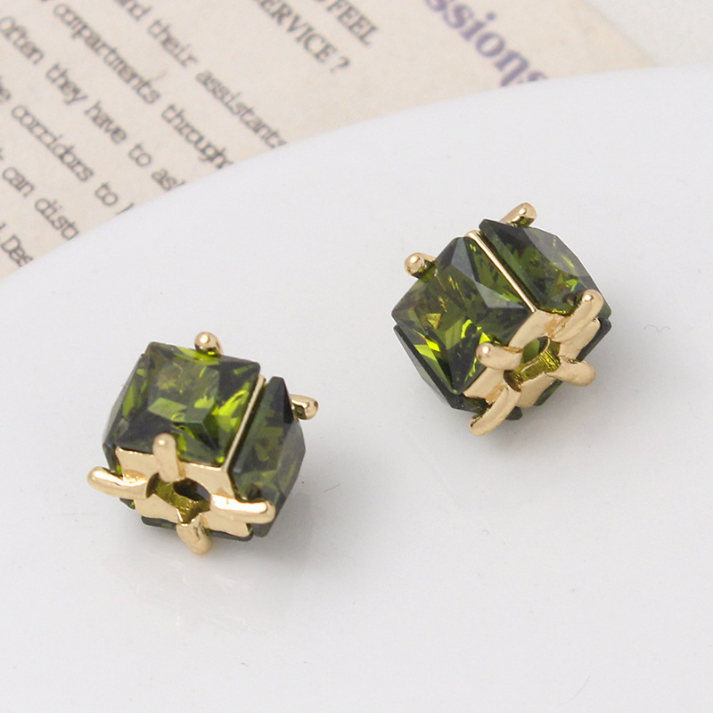 Square Zirconia Inlaid Gold plated Cubic Spacer Bead Multiple Color