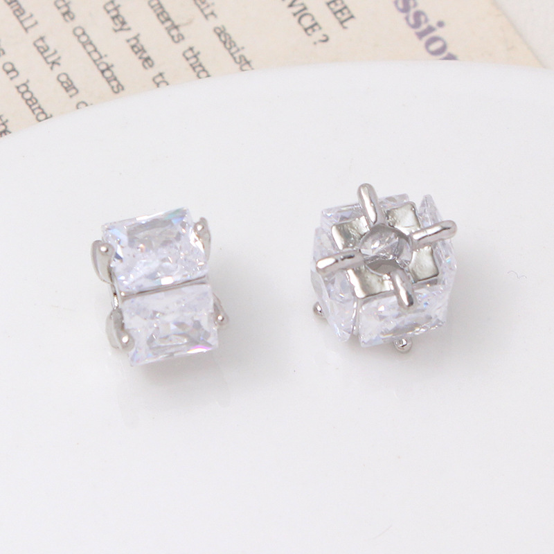 Square Zirconia Inlaid Gold plated Cubic Spacer Bead Multiple Color