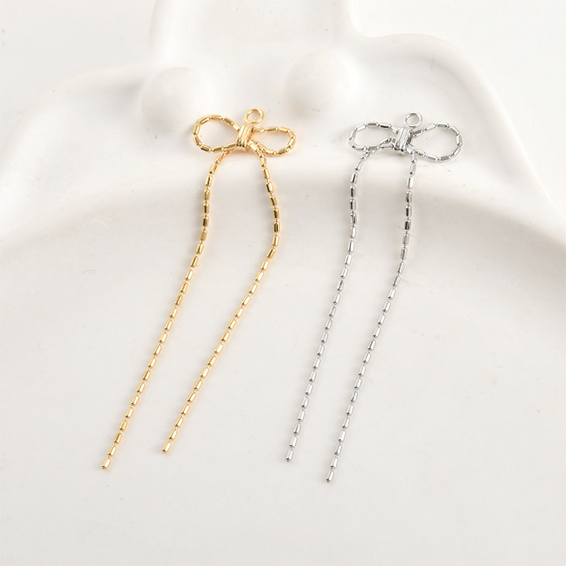 Gold Plated Long Butterflies Tassel Bow Tassel Accessory for Jewelry DIY