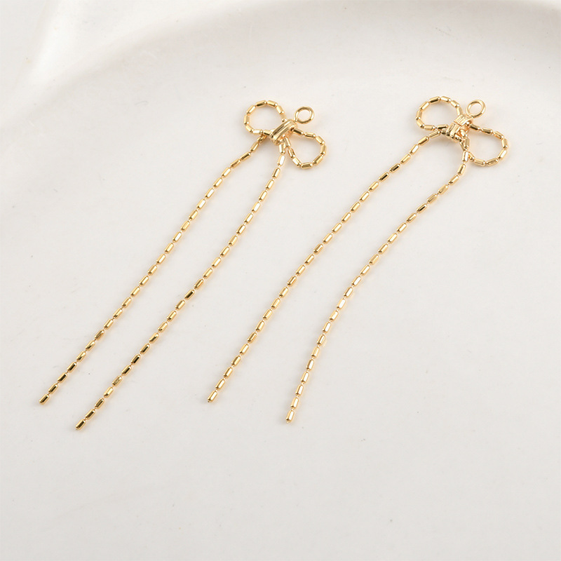 Gold Plated Long Butterflies Tassel Bow Tassel Accessory for Jewelry DIY