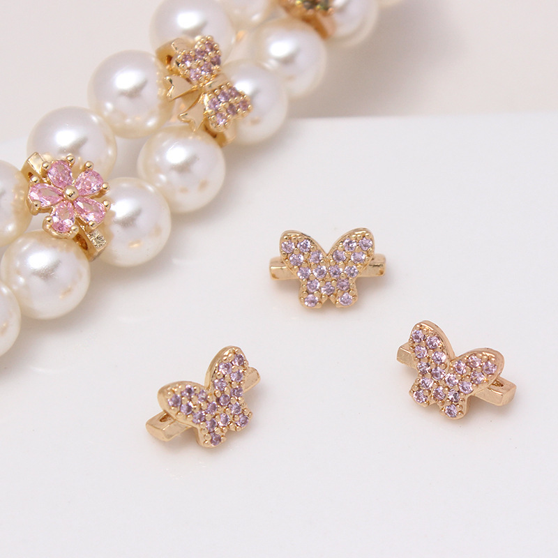 Color Zircon Inlaid Double Rows Pacer Bead Accessory for Jewelry Making