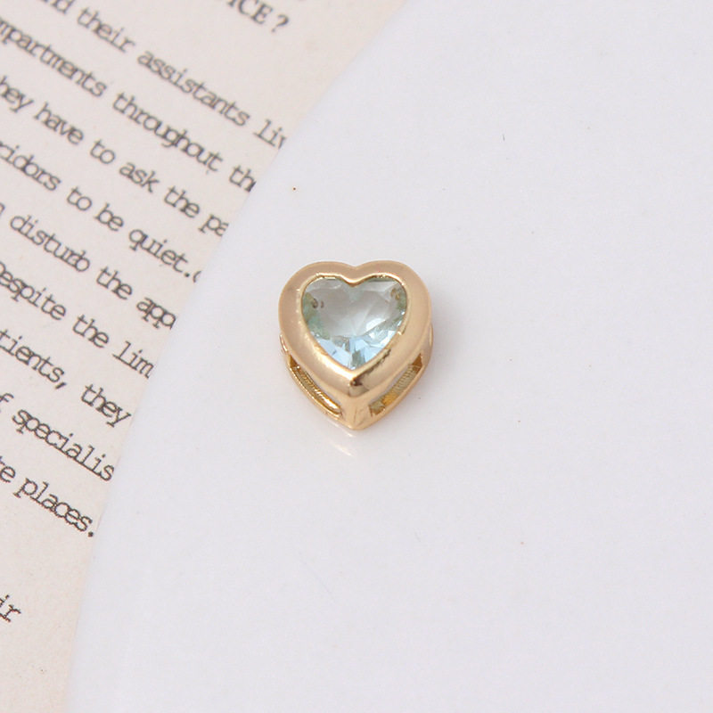 9*10mm Colored Zircon Inlaid Heart Shaped Spacer Bead