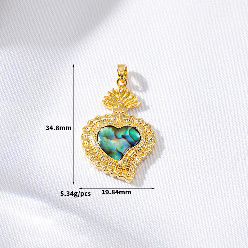 Abalone Shell Inlaid Gold Plated Pendant Jewelry Charm