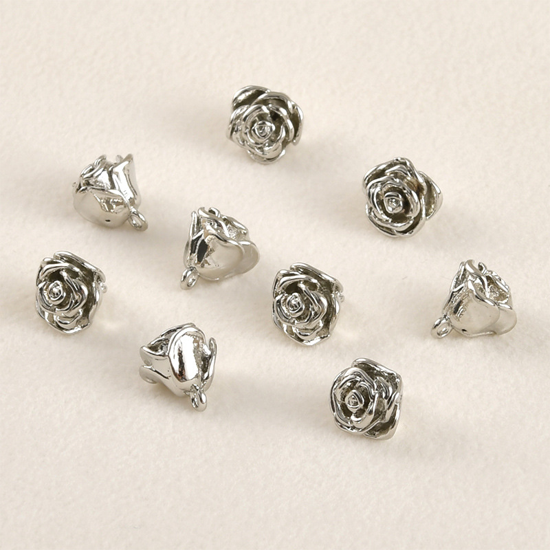 Cubic Zirconia inlaid 14k Gold Plated Flower Charm Jewelry Pendant Rose Charm