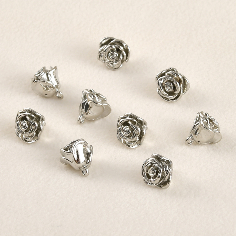 Cubic Zirconia inlaid 14k Gold Plated Flower Charm Jewelry Pendant Rose Charm