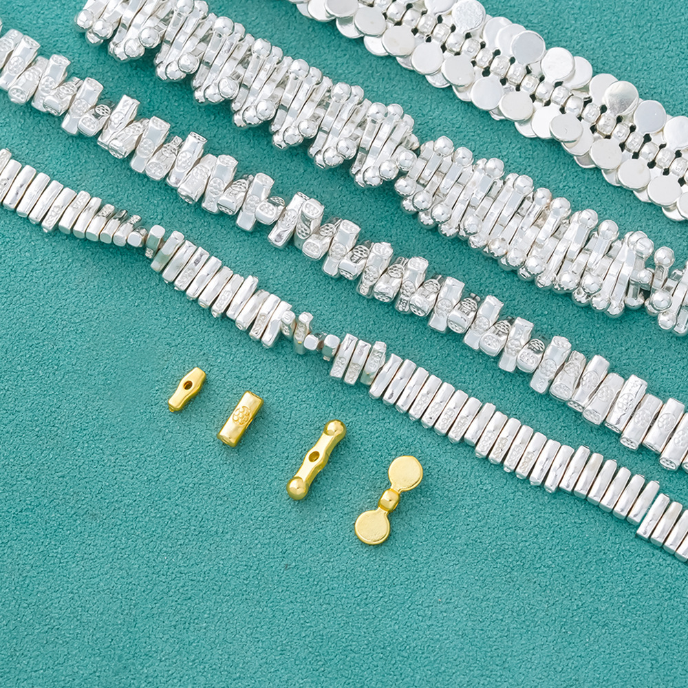 925 Sterling Silver Oar Shaped Spacer Bead for Jewelry DIY