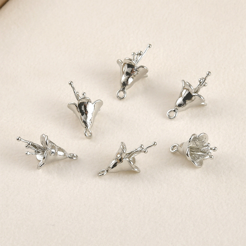 Cubic Zirconia inlaid 14k Gold Plated Flower Charm Jewelry Pendant Rose Charm