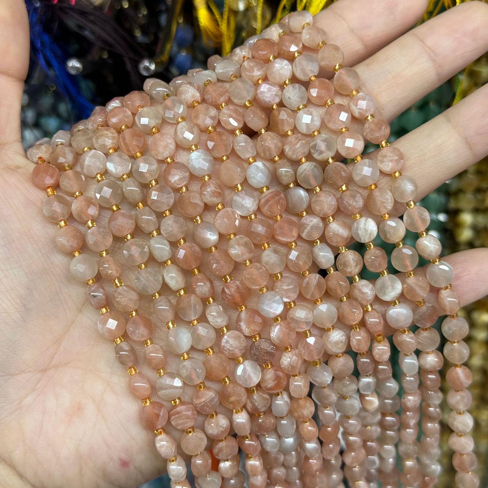 6.5*4mm Faced Pie Shaped Gemstone Beads Strand