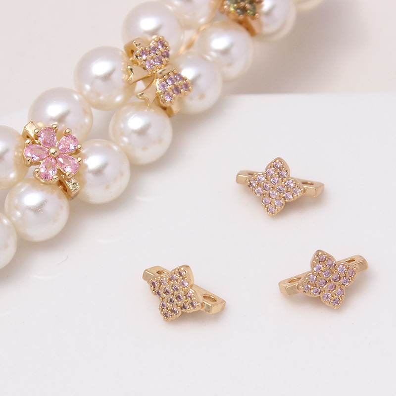 Color Zircon Inlaid Double Rows Pacer Bead Accessory for Jewelry Making