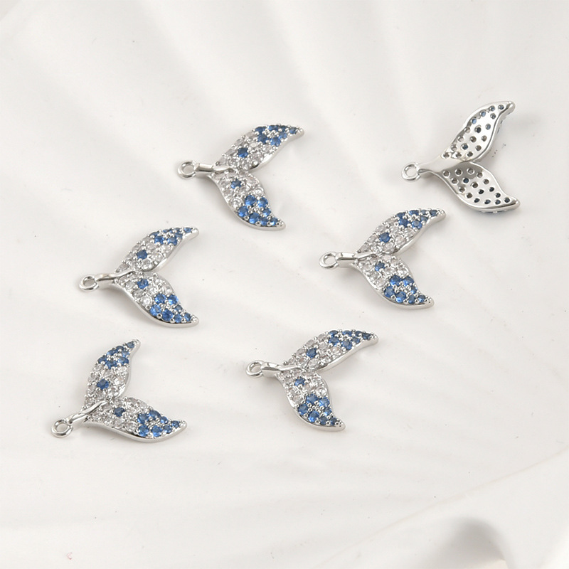 Hollow Cubic ZirconiaMermaid Tail Charm Pendant