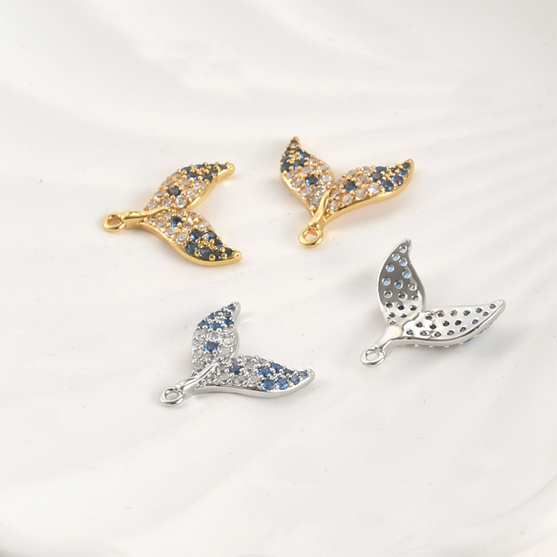 Hollow Cubic ZirconiaMermaid Tail Charm Pendant