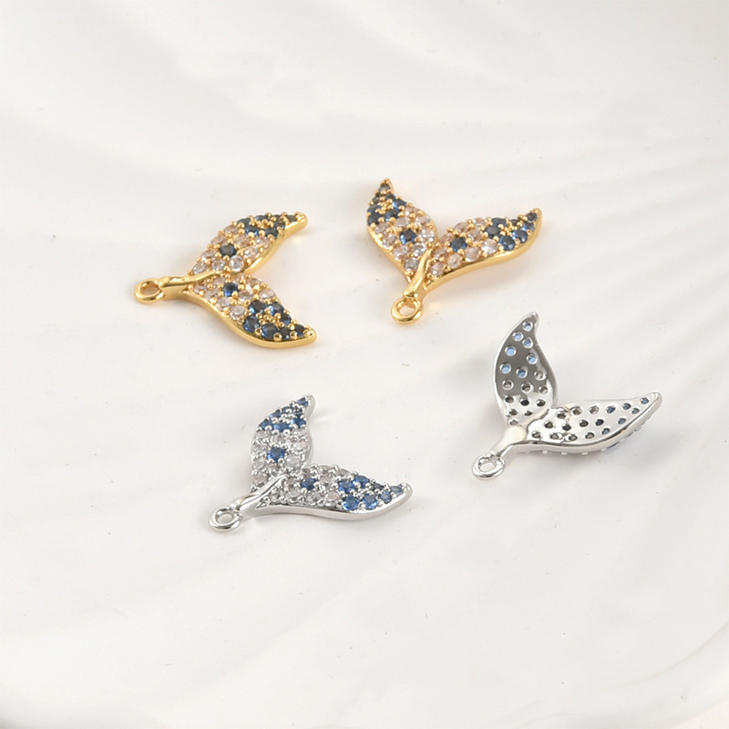 Hollow Cubic ZirconiaMermaid Tail Charm Pendant