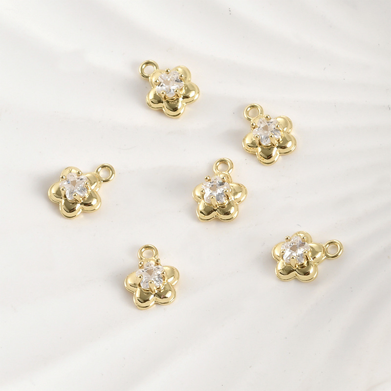 Cute 14k Gold Plated Pendant Cubic Zirconia Inlaid Jewelry Charms for 