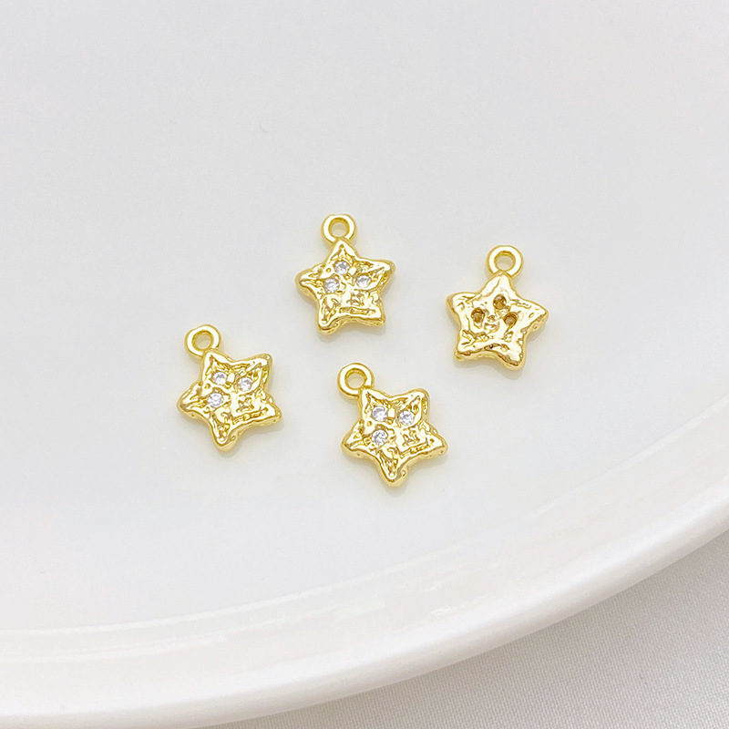 Cubic Zirconia Inlaid Moon and Star Charm Jewelry Pendant for Necklace Bracelet Earrings DIY