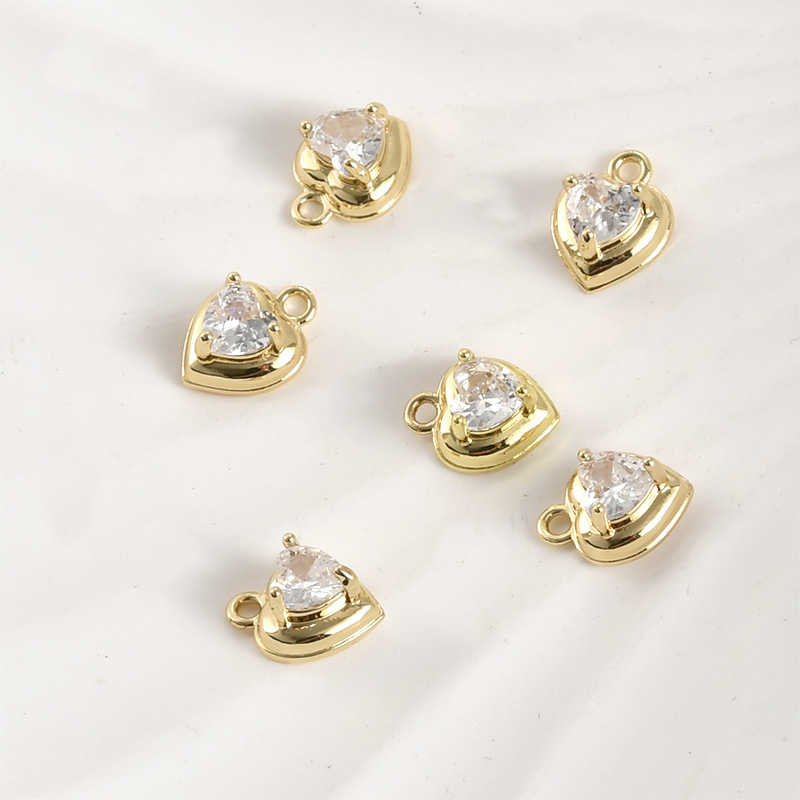 Cute 14k Gold Plated Pendant Cubic Zirconia Inlaid Jewelry Charms for DIY Multiple Style