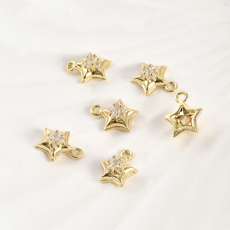 Cute 14k Gold Plated Pendant Cubic Zirconia Inlaid Jewelry Charms for 