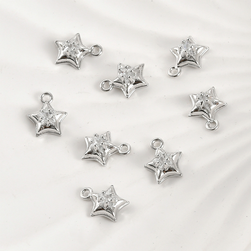 Cute 14k Gold Plated Pendant Cubic Zirconia Inlaid Jewelry Charms for DIY Multiple Style