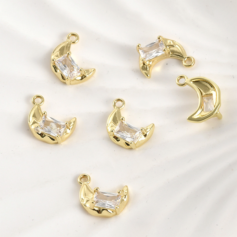 Cute 14k Gold Plated Pendant Cubic Zirconia Inlaid Jewelry Charms for 