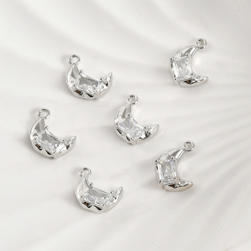 Cute 14k Gold Plated Pendant Cubic Zirconia Inlaid Jewelry Charms for 