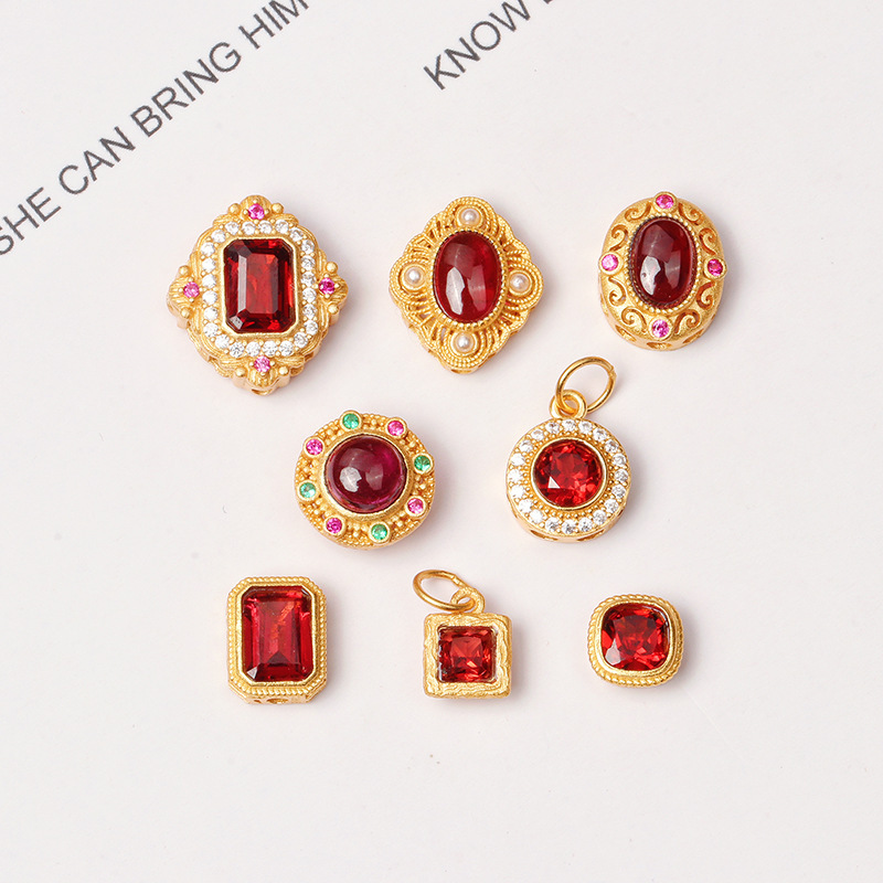 925 Silver Crustification Garnet Accessory