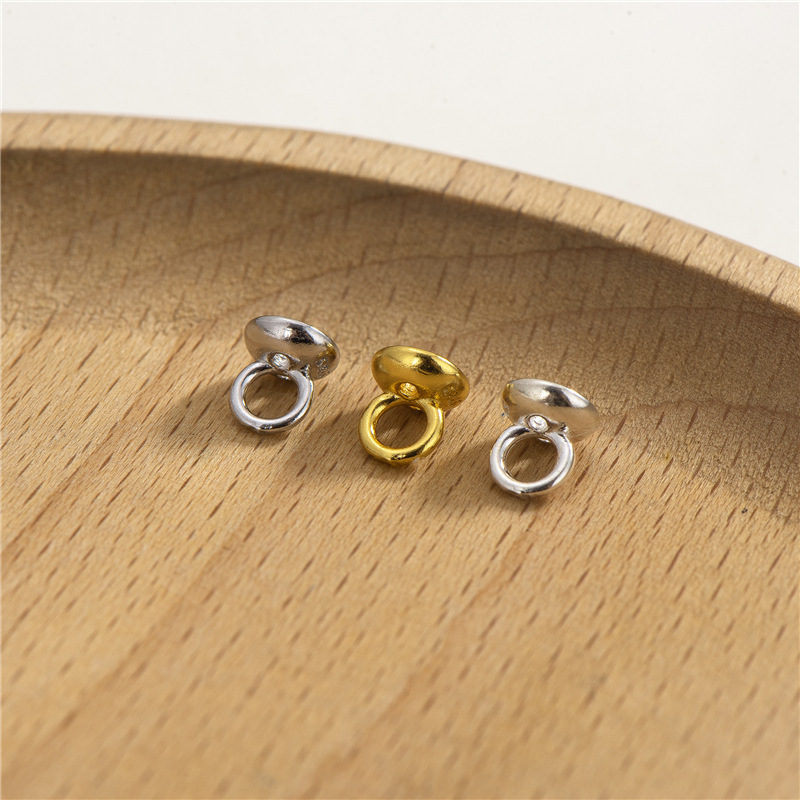 925 Sterling Silver Bead Caps with Hanging Ring for Bracelet Necklace Making